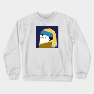 Penguin with Pearl Earring Art Series Crewneck Sweatshirt